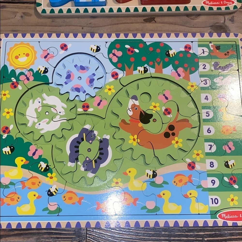 Melissa & Doug Colorful dinosaur and animals wooden puzzle lot - Picture 2 of 3